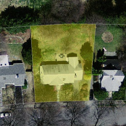 27 Warren Rd, Newton, MA 02468 aerial view