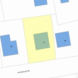 34 Roundwood Rd, Newton, MA 02464 plot plan
